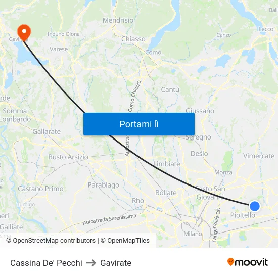 Cassina De' Pecchi to Gavirate map