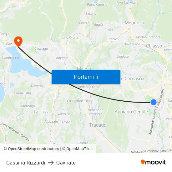 Cassina Rizzardi to Gavirate map