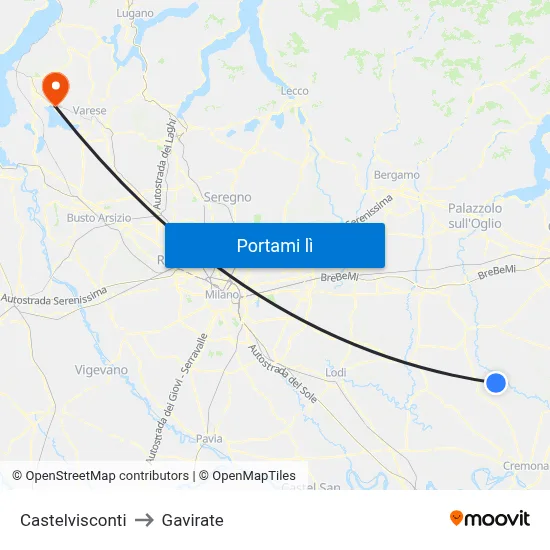 Castelvisconti to Gavirate map