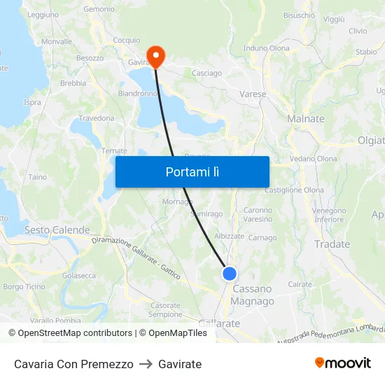 Cavaria Con Premezzo to Gavirate map