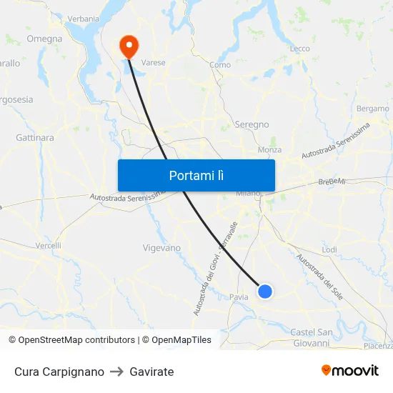 Cura Carpignano to Gavirate map