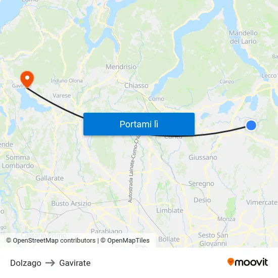 Dolzago to Gavirate map