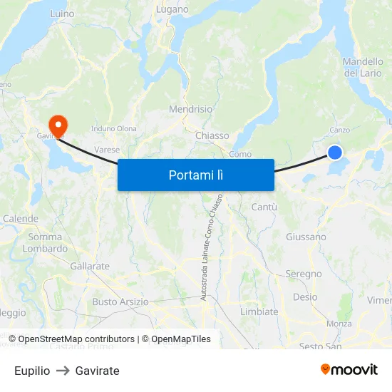 Eupilio to Gavirate map