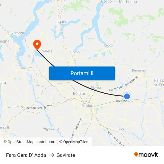 Fara Gera D' Adda to Gavirate map