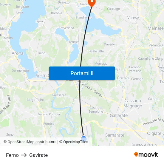 Ferno to Gavirate map
