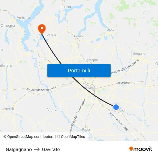 Galgagnano to Gavirate map