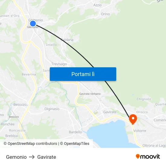 Gemonio to Gavirate map