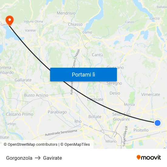 Gorgonzola to Gavirate map