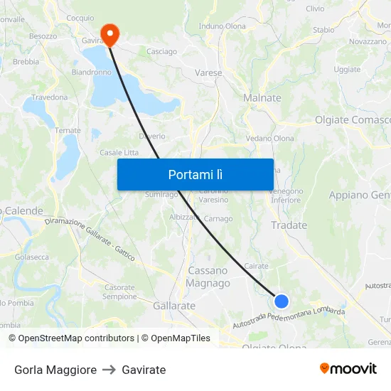 Gorla Maggiore to Gavirate map