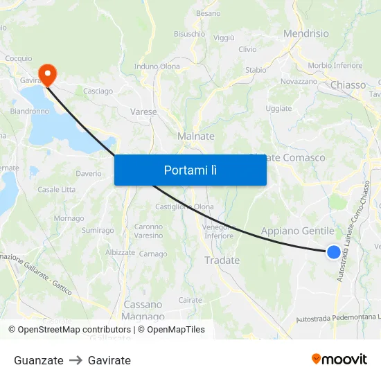 Guanzate to Gavirate map