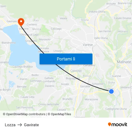 Lozza to Gavirate map