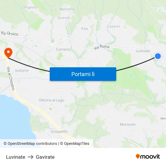 Luvinate to Gavirate map