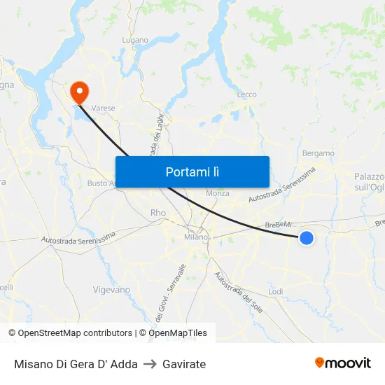 Misano Di Gera D' Adda to Gavirate map