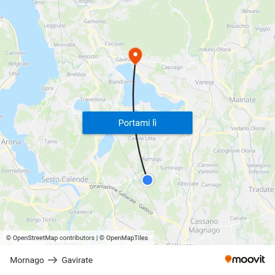 Mornago to Gavirate map