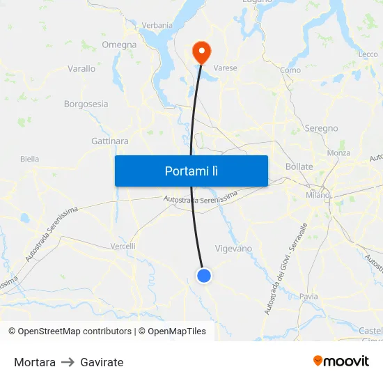 Mortara to Gavirate map