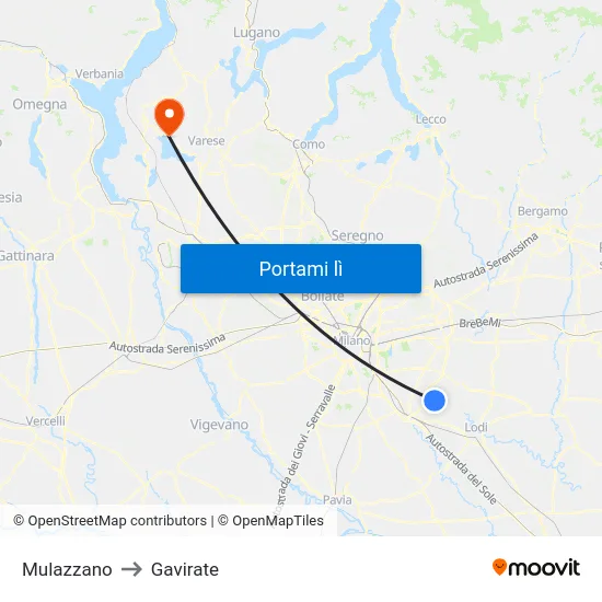 Mulazzano to Gavirate map
