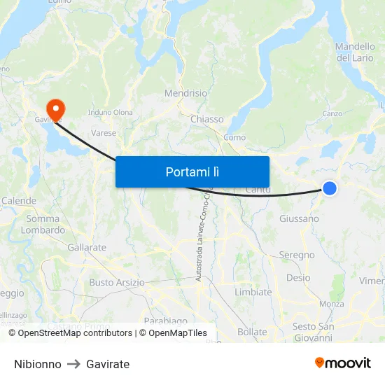 Nibionno to Gavirate map