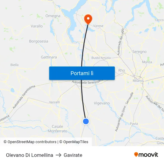 Olevano Di Lomellina to Gavirate map