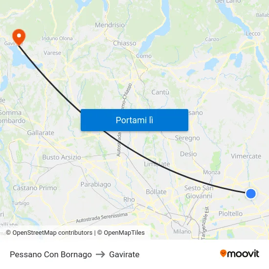 Pessano Con Bornago to Gavirate map