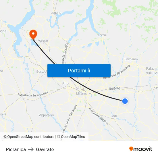 Pieranica to Gavirate map