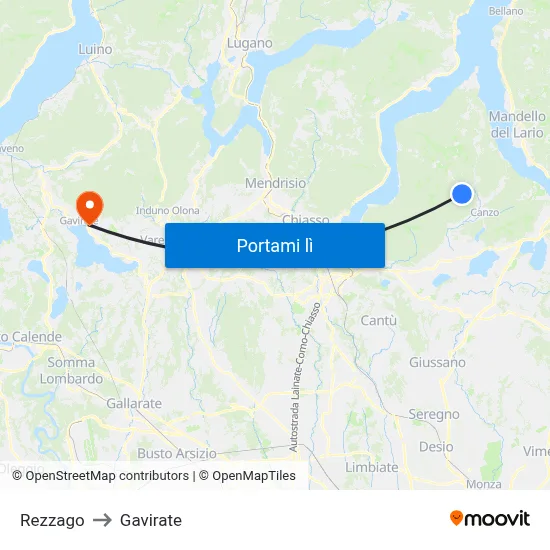 Rezzago to Gavirate map