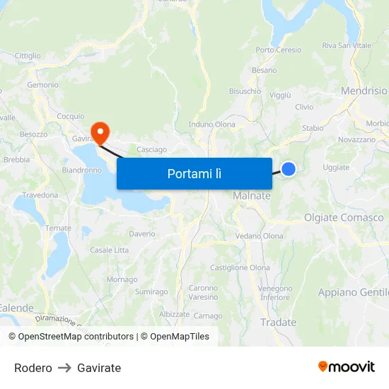 Rodero to Gavirate map