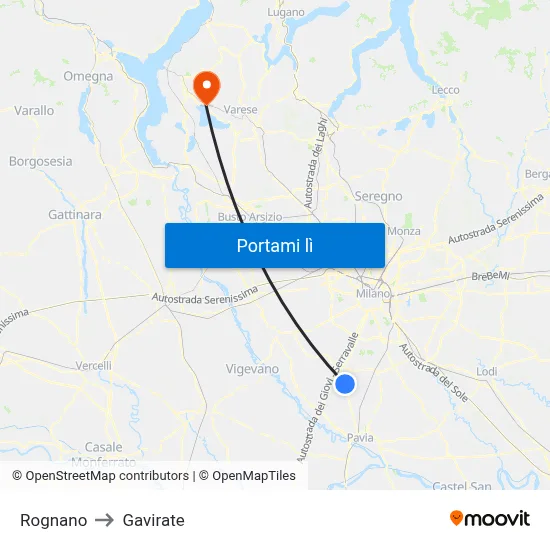 Rognano to Gavirate map
