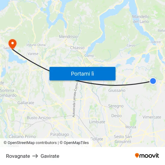 Rovagnate to Gavirate map