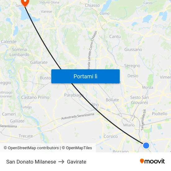 San Donato Milanese to Gavirate map