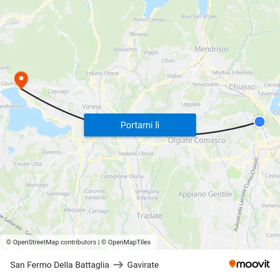 San Fermo Della Battaglia to Gavirate map