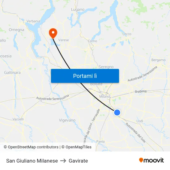 San Giuliano Milanese to Gavirate map