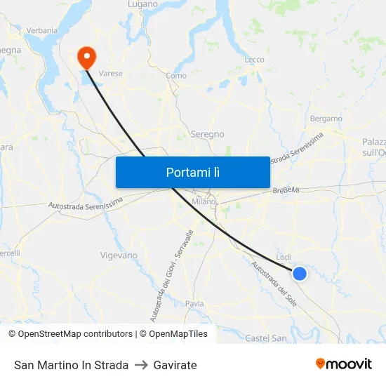 San Martino In Strada to Gavirate map