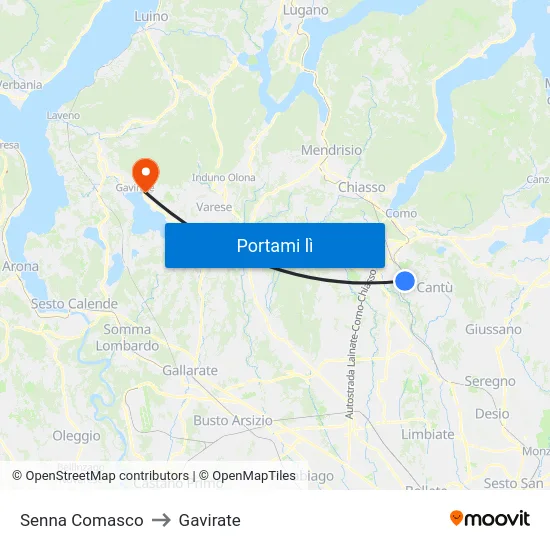 Senna Comasco to Gavirate map