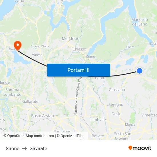 Sirone to Gavirate map