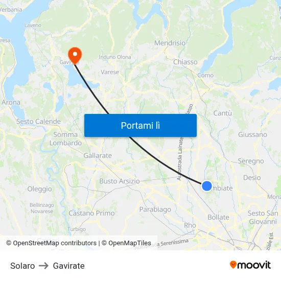 Solaro to Gavirate map