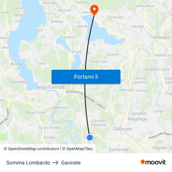 Somma Lombardo to Gavirate map
