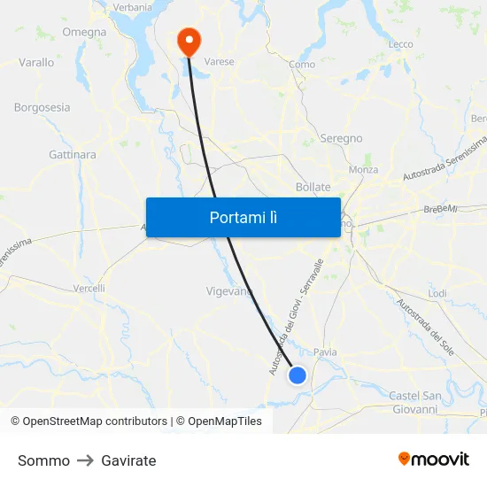 Sommo to Gavirate map