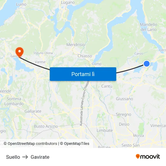 Suello to Gavirate map