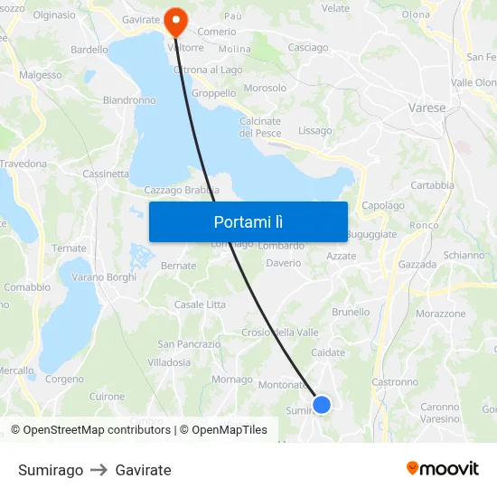 Sumirago to Gavirate map