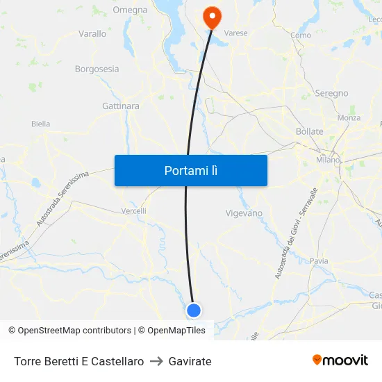 Torre Beretti E Castellaro to Gavirate map