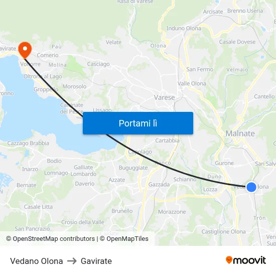 Vedano Olona to Gavirate map