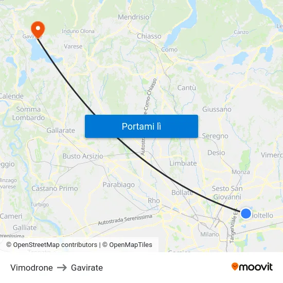 Vimodrone to Gavirate map