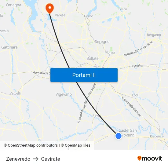 Zenevredo to Gavirate map