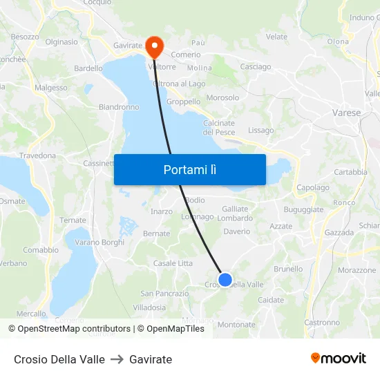 Crosio Della Valle to Gavirate map