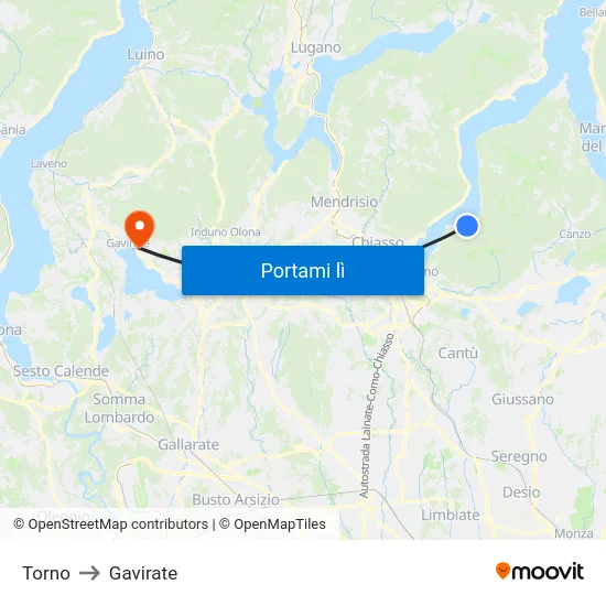 Torno to Gavirate map