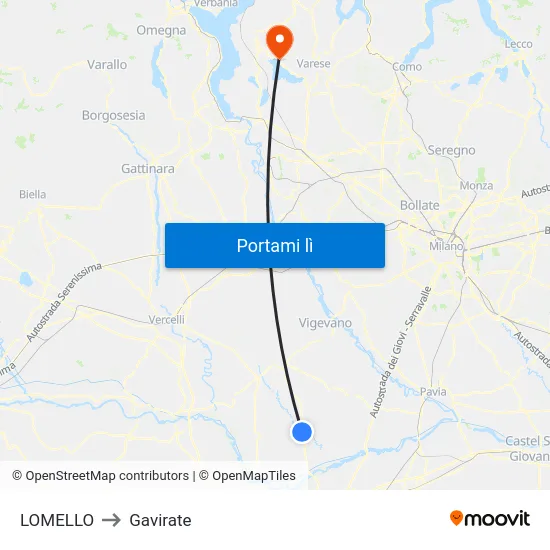 LOMELLO to Gavirate map