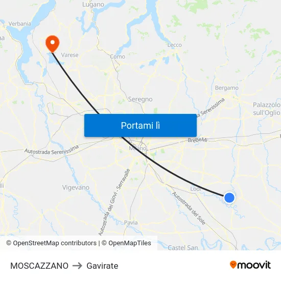 MOSCAZZANO to Gavirate map