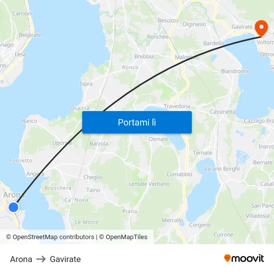 Arona to Gavirate map
