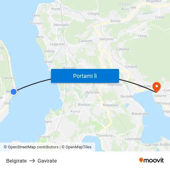 Belgirate to Gavirate map