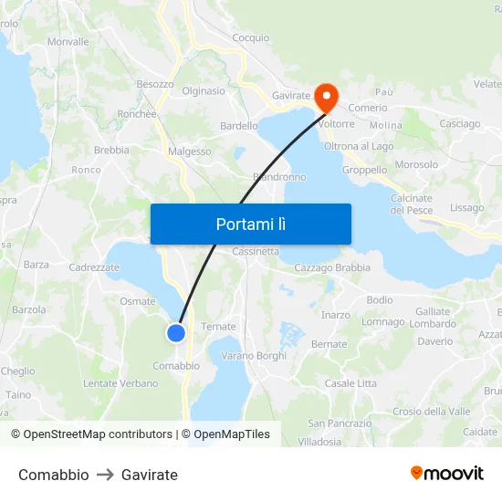 Comabbio to Gavirate map